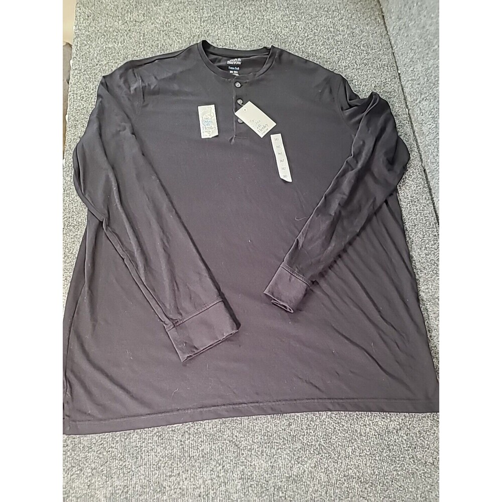 NWT Croft & Barrow Henley Long Sleeve Mens Size 2XLT Tall Black Pullover